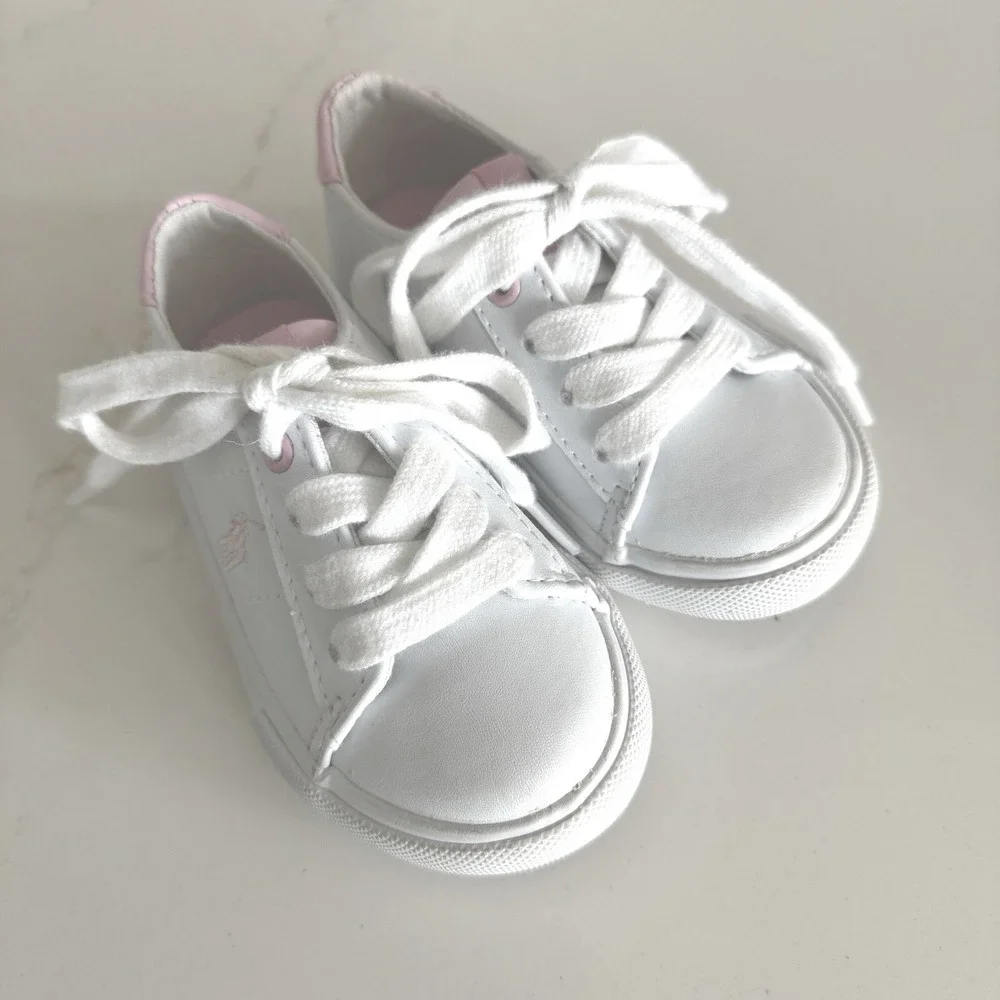 Polo Ralph Lauren Sayers Sneaker Infant Size 5 White Pink Logo Low Top Shoes